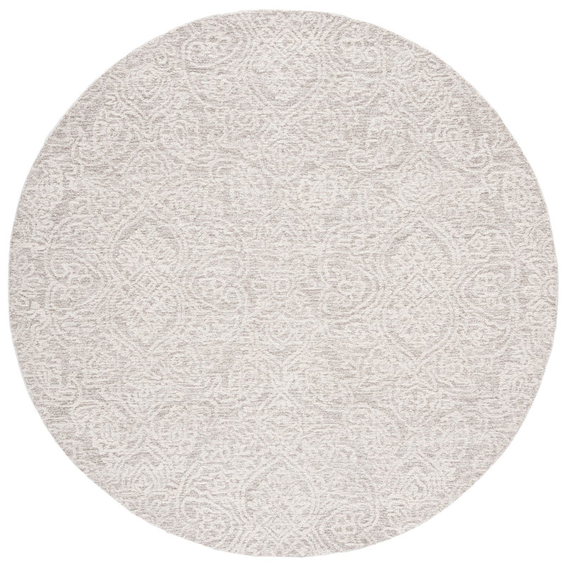 Metcalfe Handmade Tufted Wool Natural/Ivory Area Rug, Round 8'