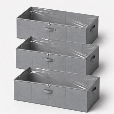 3 Pack 10" High Under Bed Storage Containers, Large Organizer Bins with Lids for Bedroom, Closet, Dorm and Blanket Storage