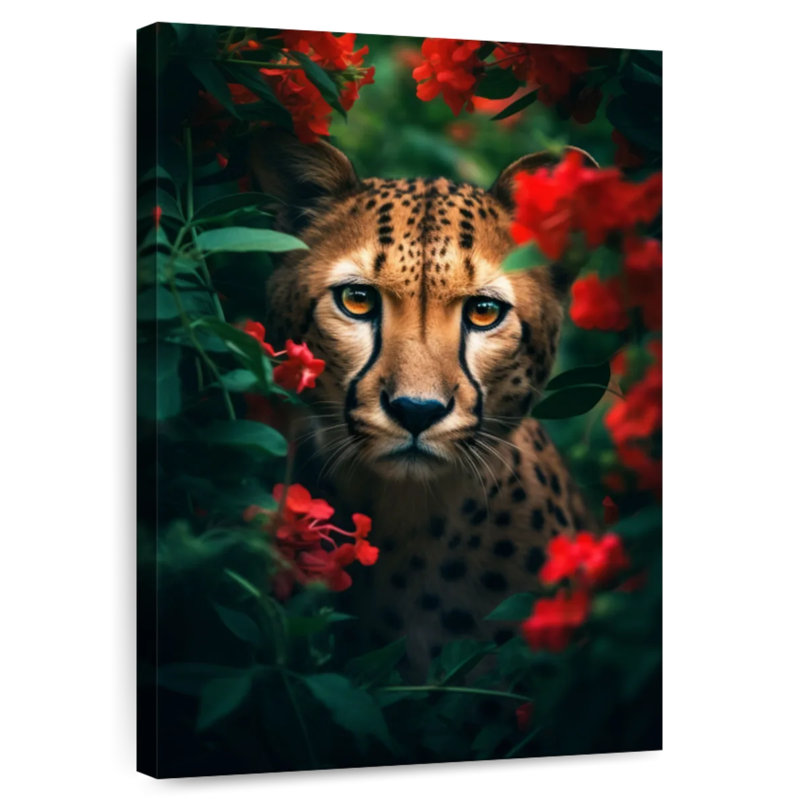 Brampt Cheetah Flowers I, 45" H x 30" W
