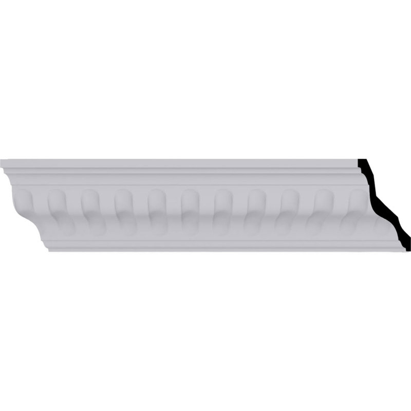 SAMPLE - Endurathane Linus Crown Moulding, 3 3/8"H x 3 3/8"P x 5"F x 12"L, Factory Primed