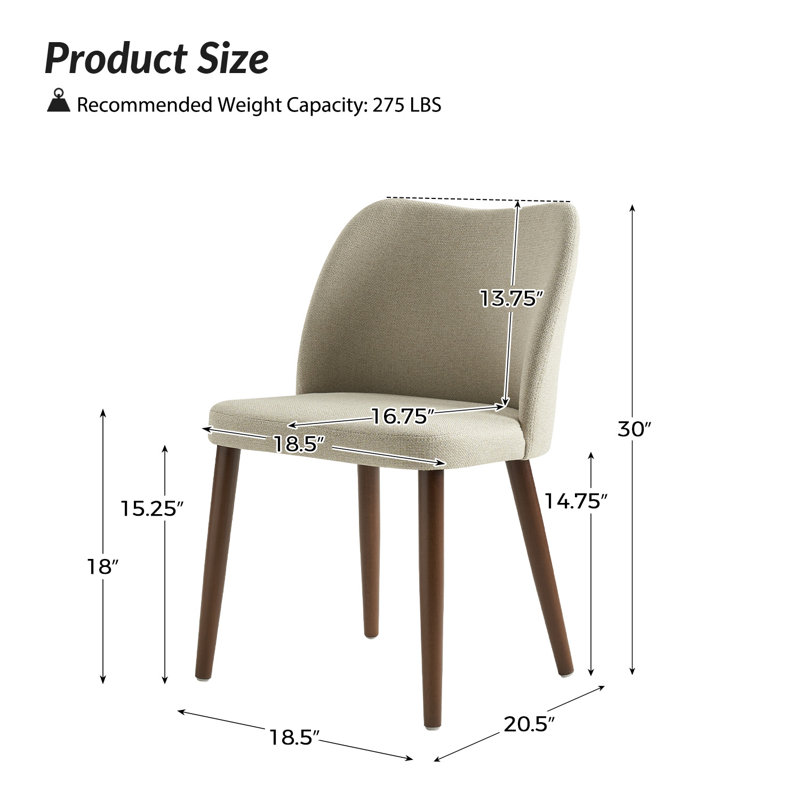 Chaise de salle à manger ergonomique Kanalu, Beige