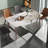 Eniel Rectangular Oval Sintered Stone Kitchen Dining Table With 4 Black Metal Legs-2069695504-2070662529-2069695505