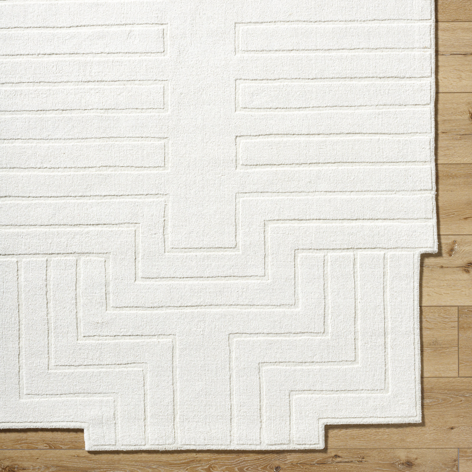 Loretto Hand-Loomed White Wool Rug, Novelty 8' x 10'