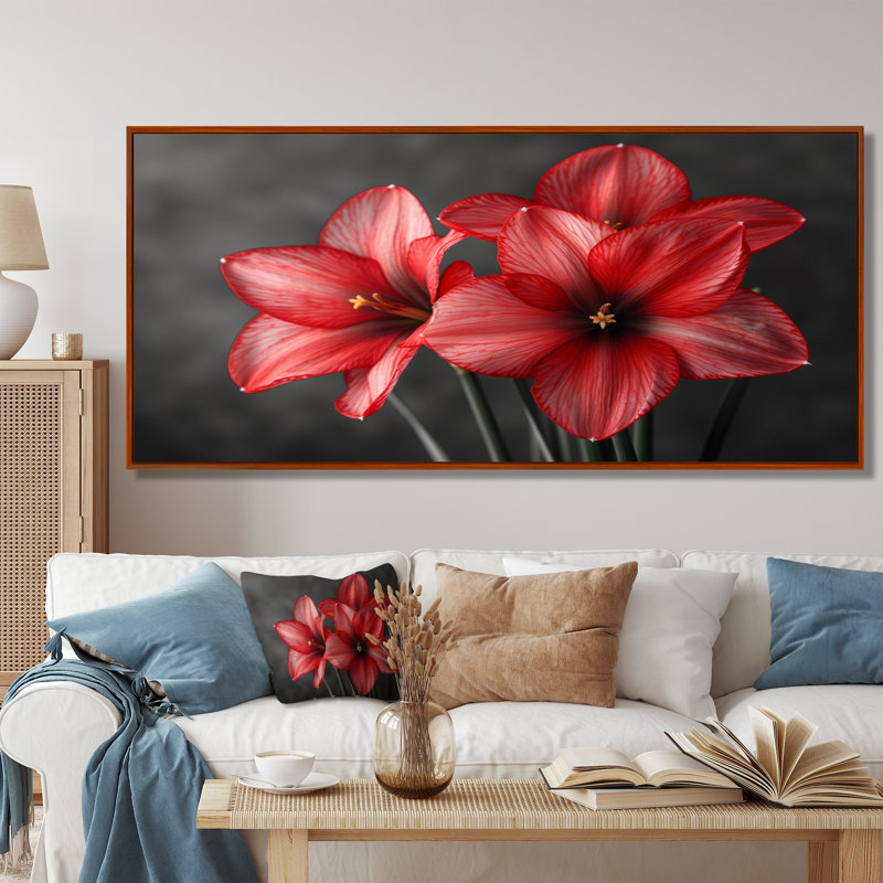 Décorations murales - Jonquilles, H 28 po x l 60 po, Cadre flottant brun