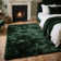 Élégant tapis moelleux vert foncé moelleux