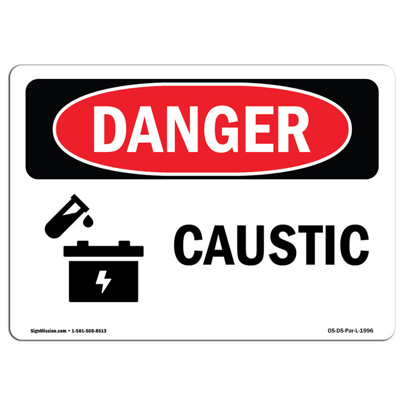 Caustic Aluminum Sign 12 x 18, 12" H x 18" W x 0.1" D