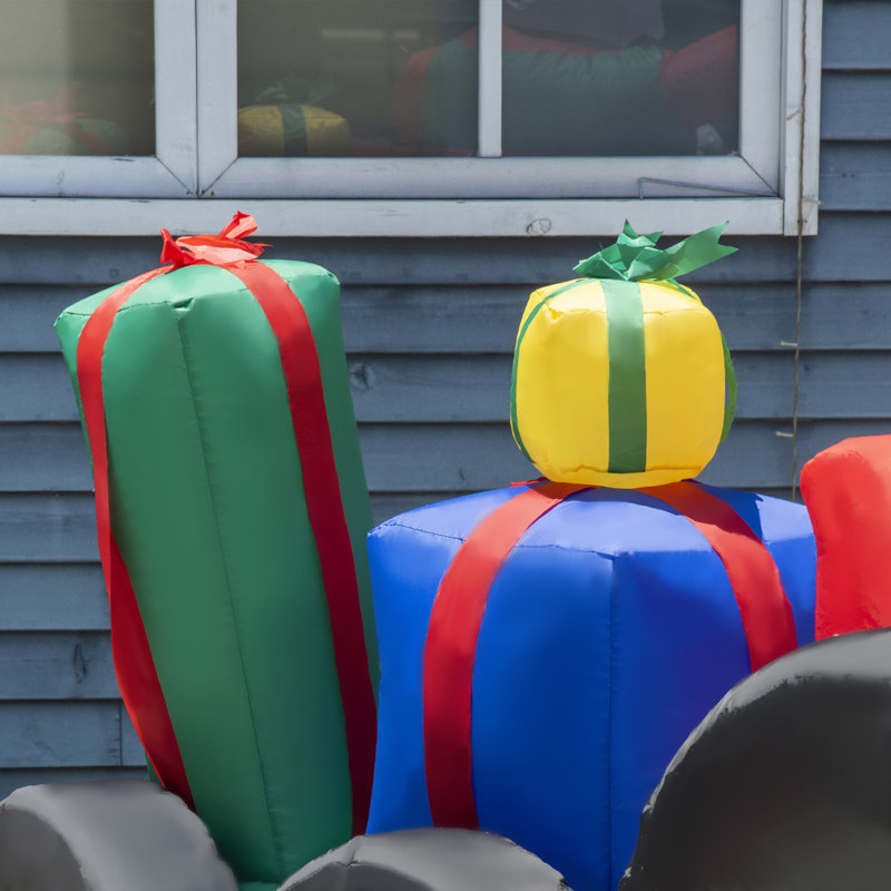 Remorque de Noël gonflable pour père Noël avec boîtes-cadeaux colorées Outsunny 9 pi