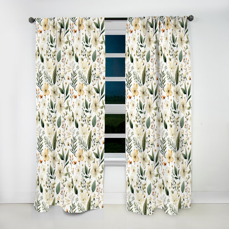 Motif bohème Botanical Neutrals - rideau en velours bohémien - obscurcissant - 1 panneau, L 52 po x L 108 po
