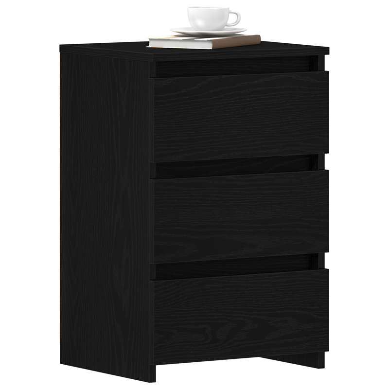 vidaXL Bedside Cabinet Black Oak Engineered Wood Standard Bedside Table