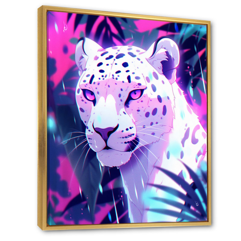 Cougar blanc dans la jungle tropicale I - impression, Cadre flottant doré, H 40 po x l 30 po x P 1,5 po
