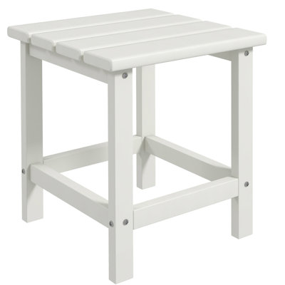 15" Square Side Table - Patio End For Porch, Pool, Balcony. , Holds 110 Lbs, White Finish Weather Stable And Long-lasting Construction, Lbs Capacity,