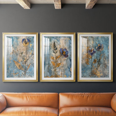 FLORAL Series XL  -Custom Framed  Premium Print W Matt - 3 Pieces