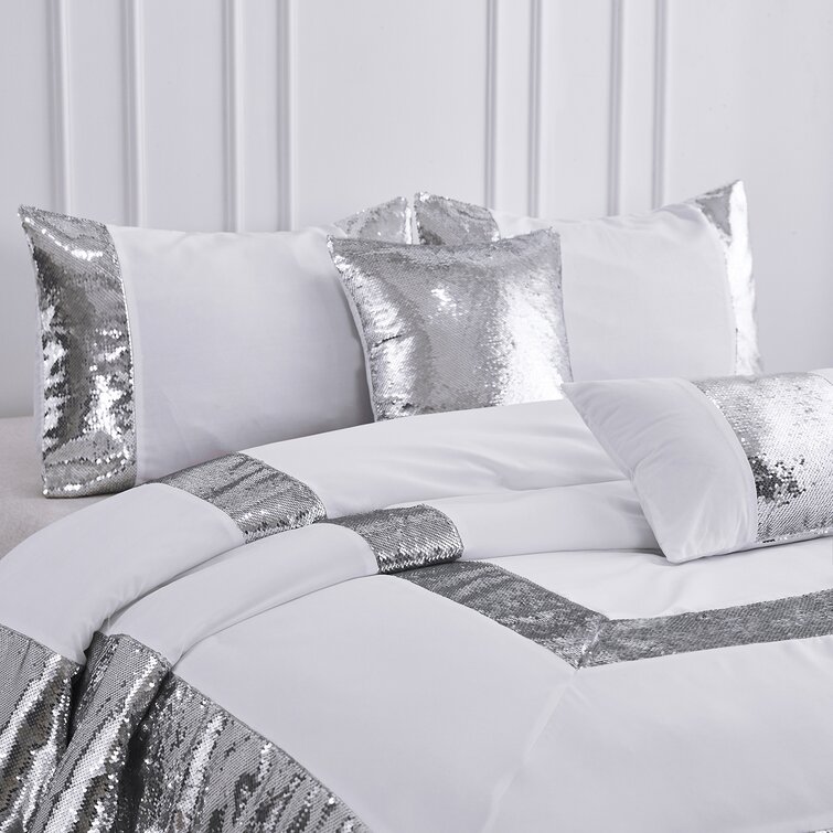 Grey Duvet Covers Charleston Embellished Glitter Sparkle Bling Bedding Sets