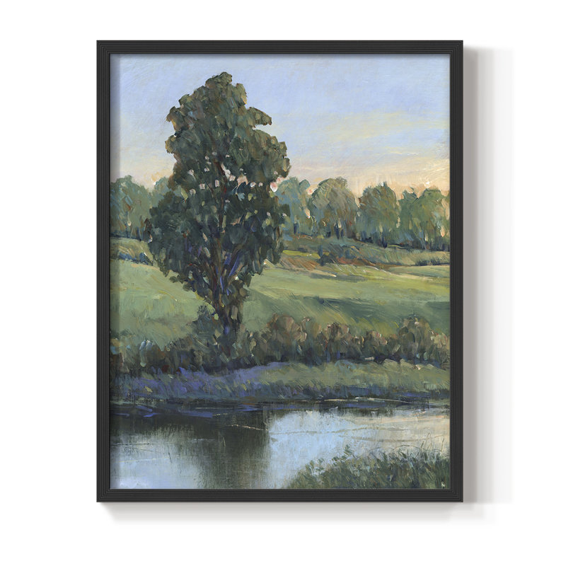 Tree by the Riverbank II Framed Print - Solid Wood, Black, 10" H x 8" W
