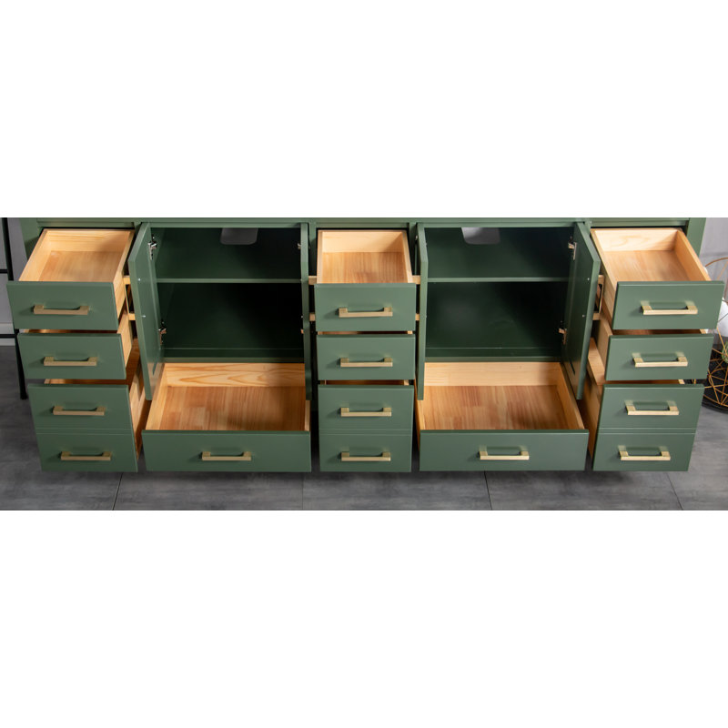 Meuble-lavabo double 84 po x 22 po Aseelah, Blanc, Vert
