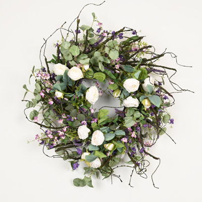 Couronne de porte de 24 po en forme de brindille d'eucalyptus artificiel 24 po pour ferme pour la Saint-Valentin