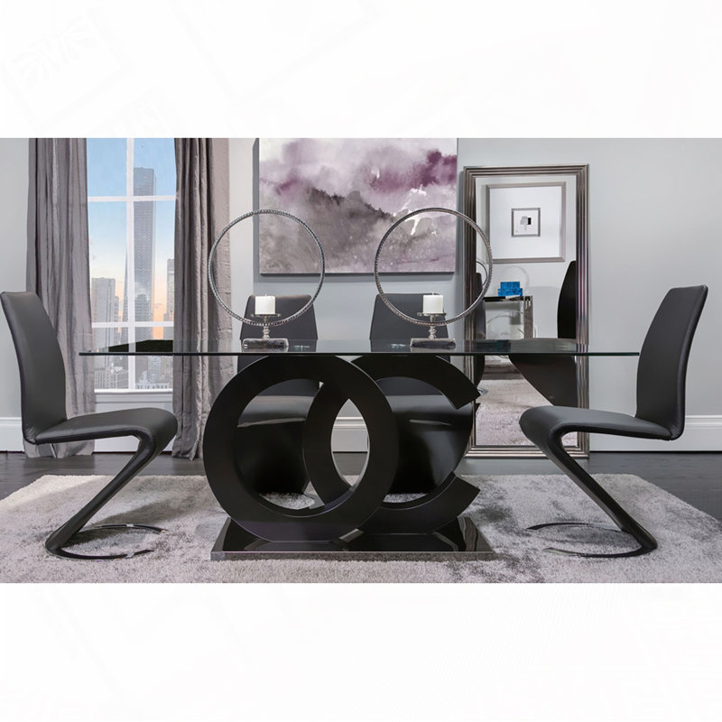 Chaise de salle à manger en similicuir, Noir