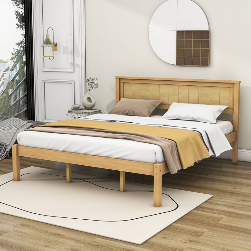 Lit plateforme en bois avec tête de lit Golob, Grand