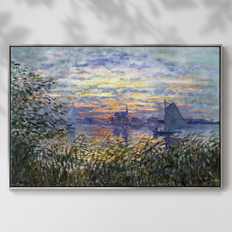 " Sunset On The Seine, 1874 ", 17" H x 25" W x 2" D, Silver