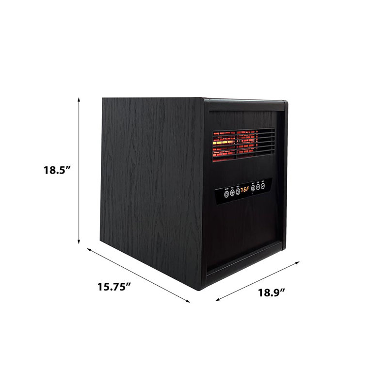 Modern Ember Portable Rolling Infrared Space Heater with LED Touchscreen w/ Remote, Light Oak Wood, Black Oak Wood