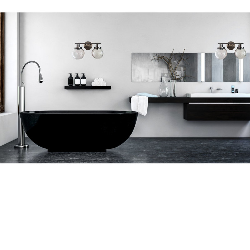 Meuble-lavabo pour salle de bain, 2 appliques noires avec abat-jour en verre transparent, polyvalent pour un éclairage mural, salle de bain luxueuse, salon