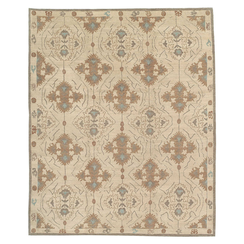 Samkara Wool Oriental Area Rug in Beige/Neutral, Rectangle 12' x 16'