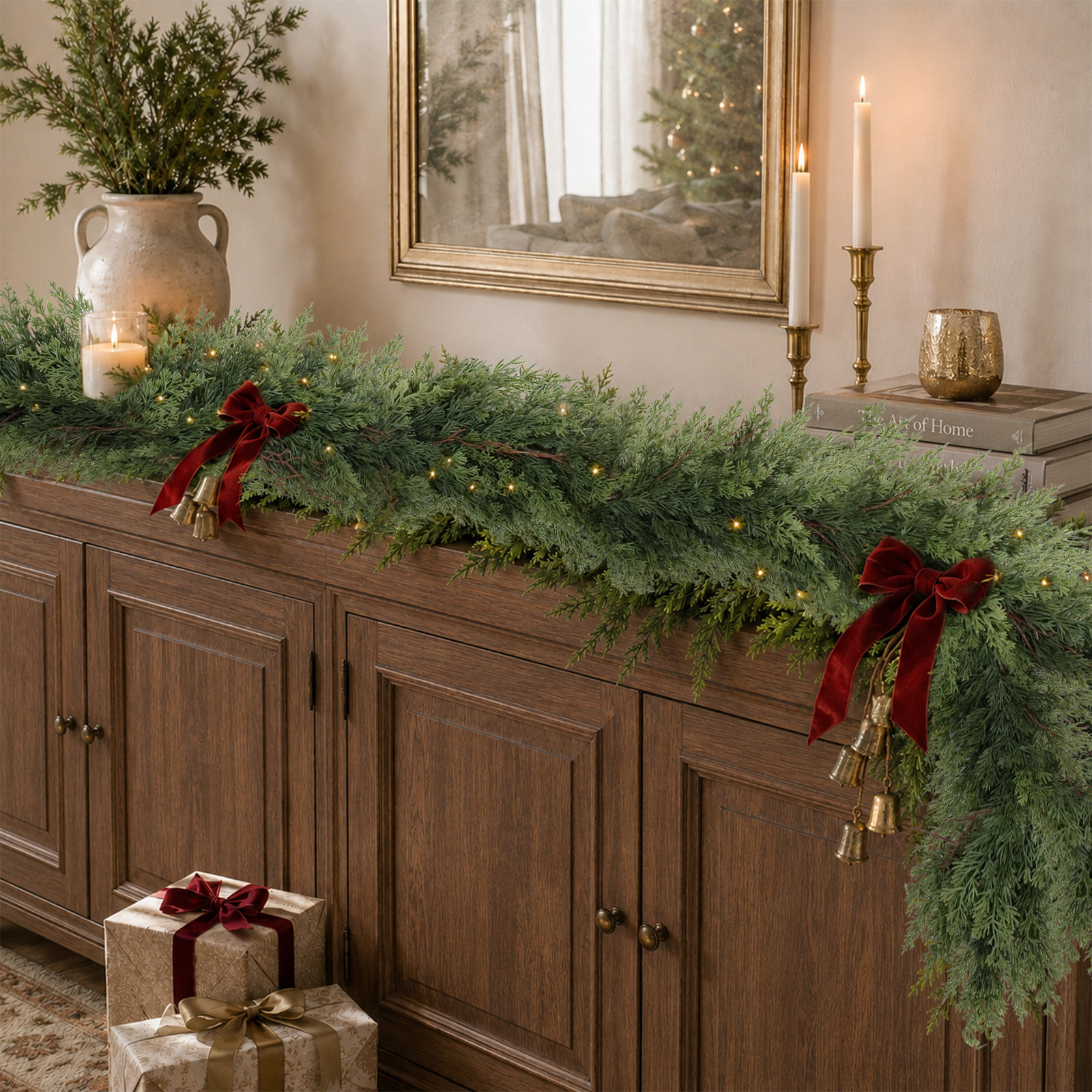 15"Christmas Norfolk Pine Garland Greenery, 108.2" H x 12.9" W x 12.9" D, 2