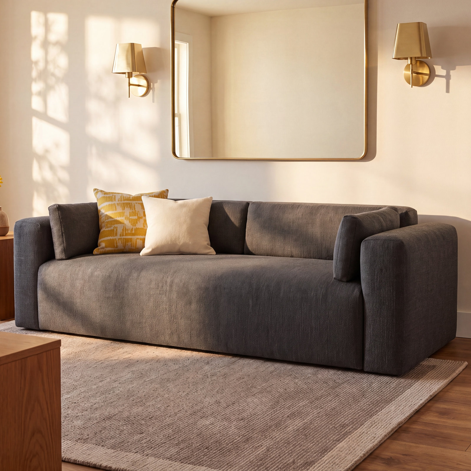 Freddie 98" Upholstered Sofa, Nevis Graphite, 3