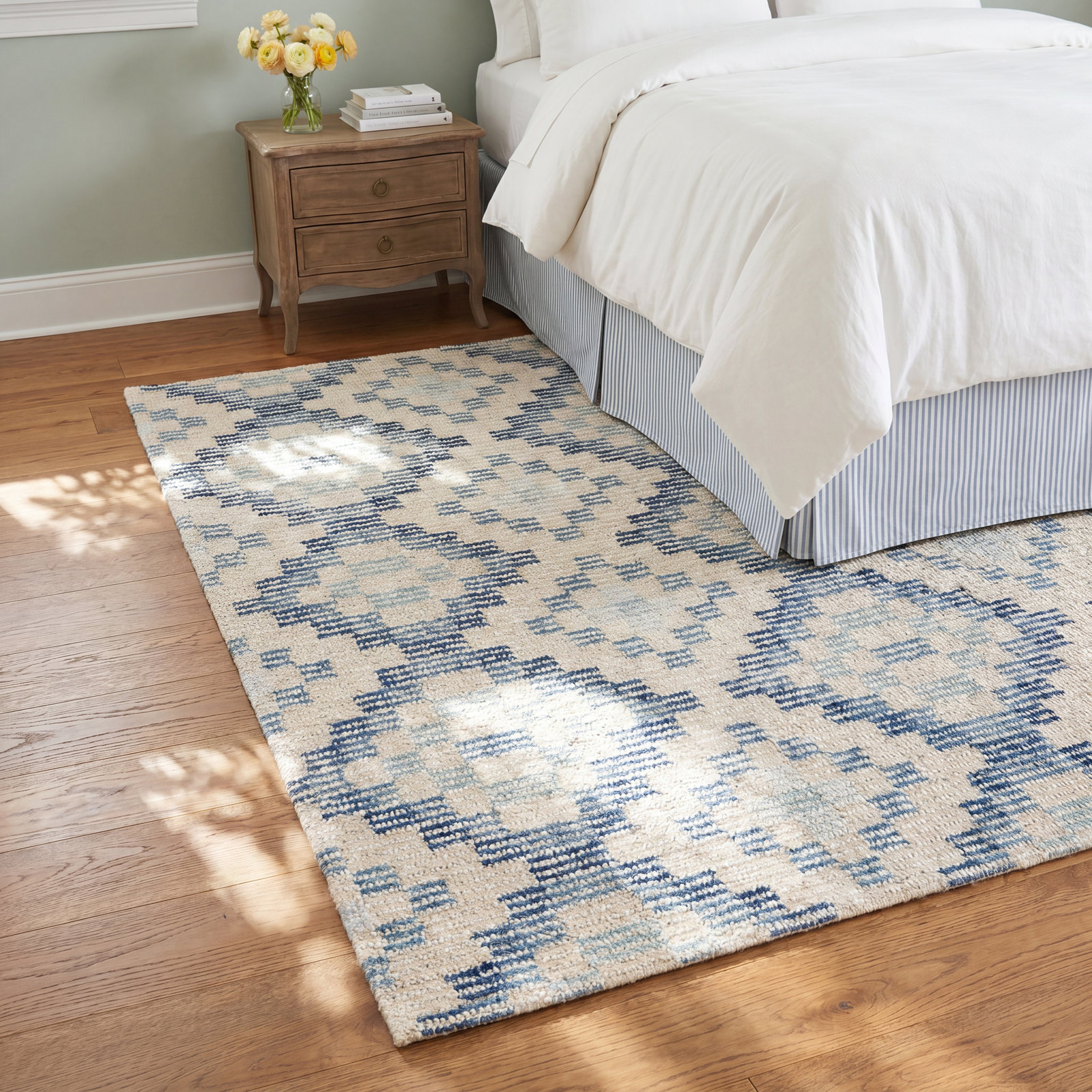 Diamond Cove Blue Hand-Tufted Wool Geometric Rug, Rectangle 10' x 14'