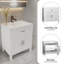 Meuble-lavabo autoportant de 30 po en bois massif blanc de qualité professionnelle avec tiroir en contreplaqué