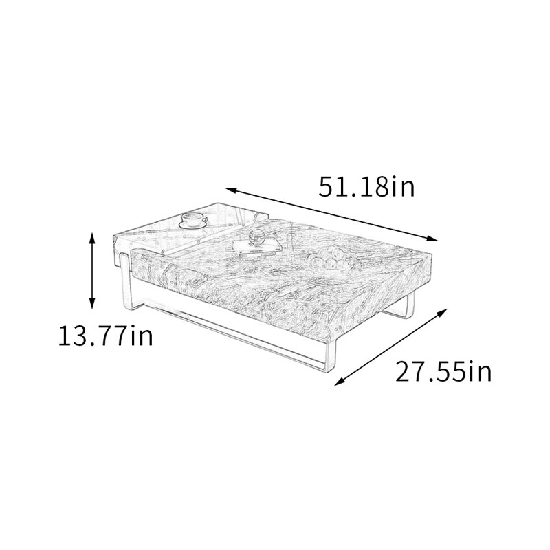 Table basse moderne avec pieds en métal, Noir/gris, H 13,77 po x L 51,18 po x l 27,55 po
