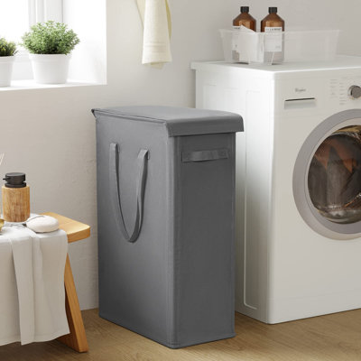 60L Slim Laundry Hamper With Lid Narrow Laundry Basket With Handle Upgrade Foldable Dirty Clothes Hamper(25.6 Inches)