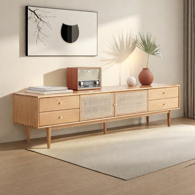 Oak TV Stand with Adjustable Shelf