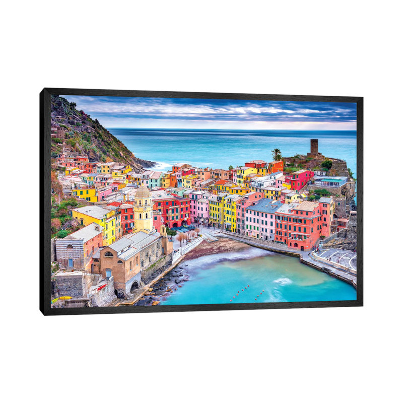Vernazza by Marco Carmassi - Print on Canvas, 66.04 cm H x 45.72 cm W, Black Framed