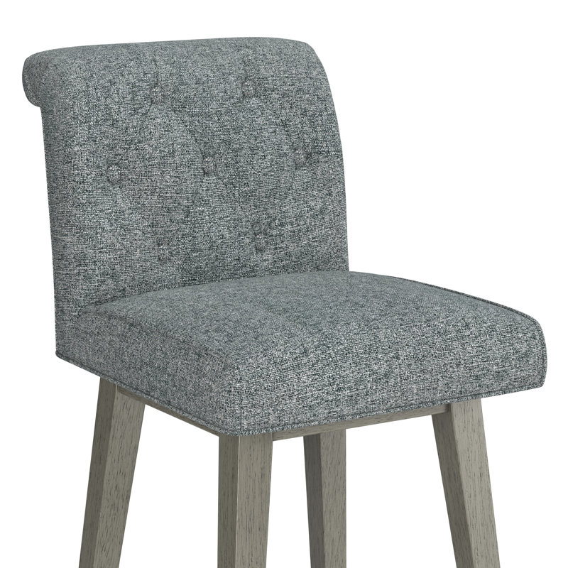Tabouret pivotant à hauteur réglable en bois et capitonné Dorreen, Gris délavé, Graphite