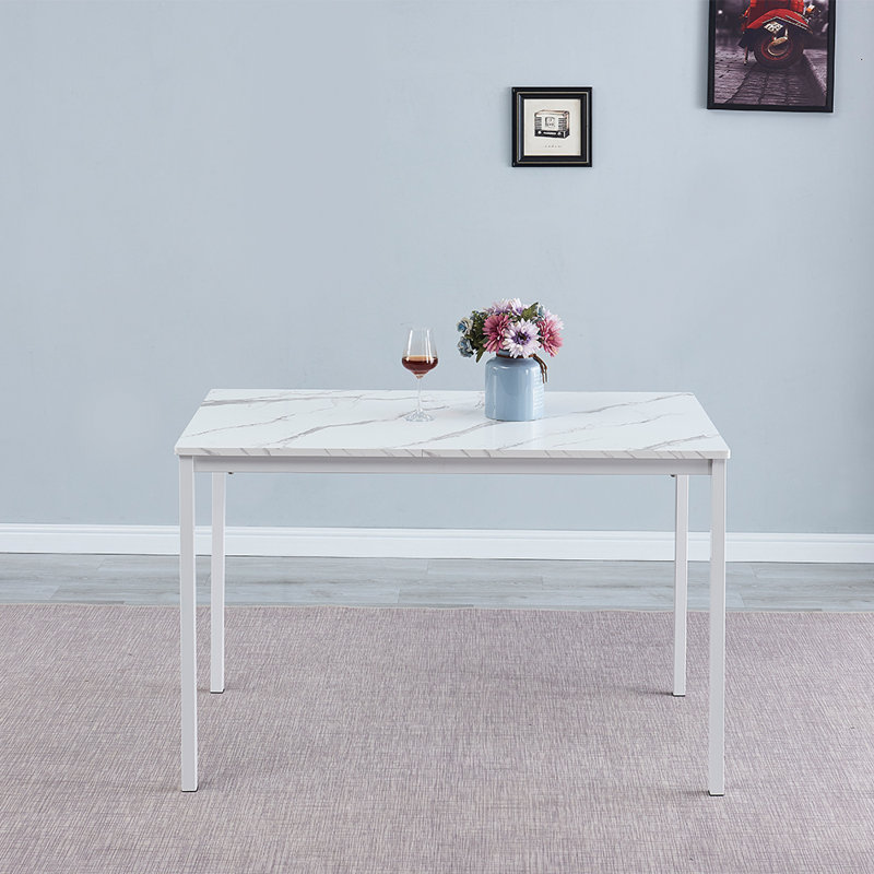 Pavleen 70 cm Rectangular Dining Table with Iron Base, White