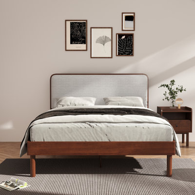 Wyller 2-Piece Bedroom Set, Platform Bed With Nightstand, Natural Walnut, Queen by Ebern Designs