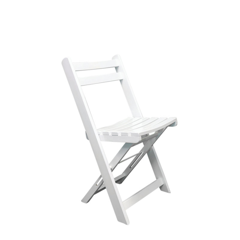 Hong Wood Folding Chair, White