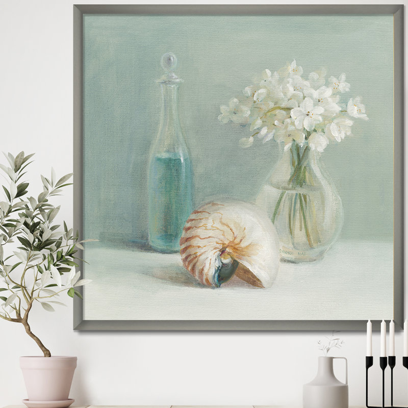 Cadre photo « pastel bain iv », reproduction d’art sur toile, H 30 po x l 30 po x P 1 po, Cadre argenté