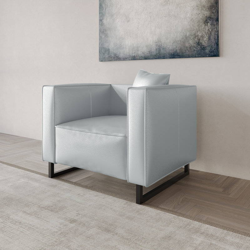 PU Leather Upholstered Accent Chair, Silver