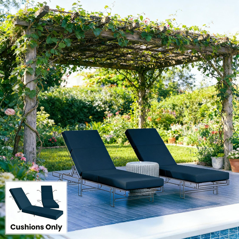 Coussins de chaise longue d'extérieur, ensemble de 2 coussins de chaise longue de patio (coussin seulement), coussin de chaise