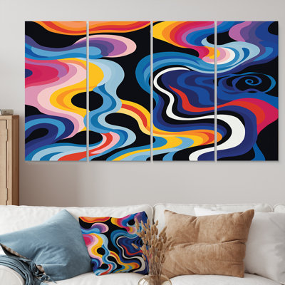 «Organic Colorful Delights I», art mural abstrait 4 pièces