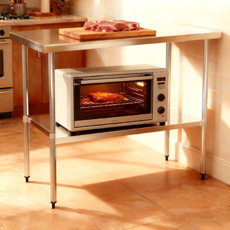 Table de travail durable en acier inoxydable de calibre 18 avec tablette inférieure pour une utilisation efficace dans la cuisine