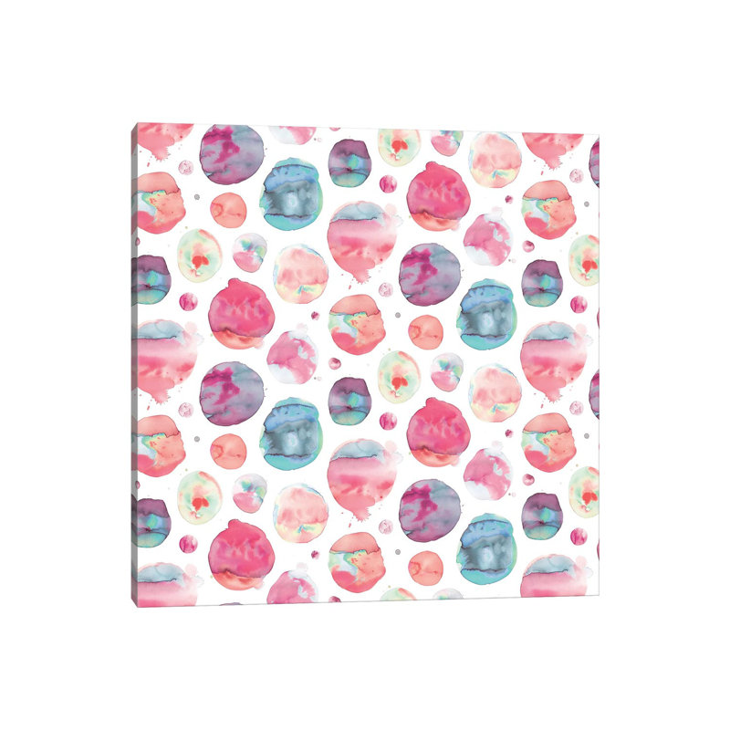Big Watery Dots Pink by Ninola Design - Wrapped Canvas Painting