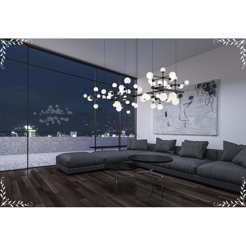 Nebula 19 - Light LED Chandelier, Satin Black