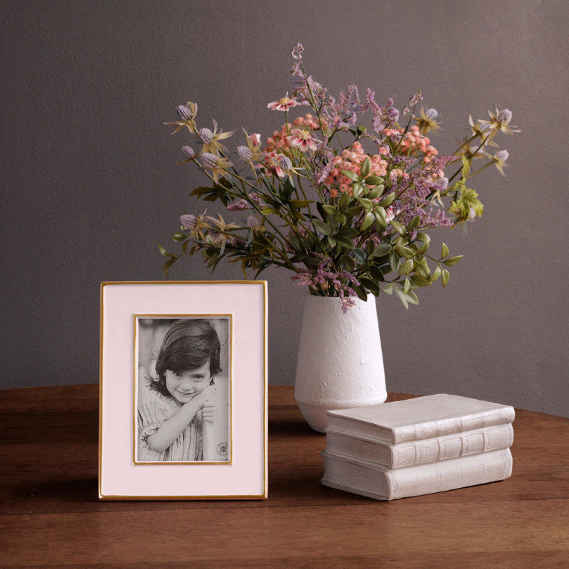 Encanto Matted Rectangle Picture Frame, Camellia/Gold Trim, 4" x 6"