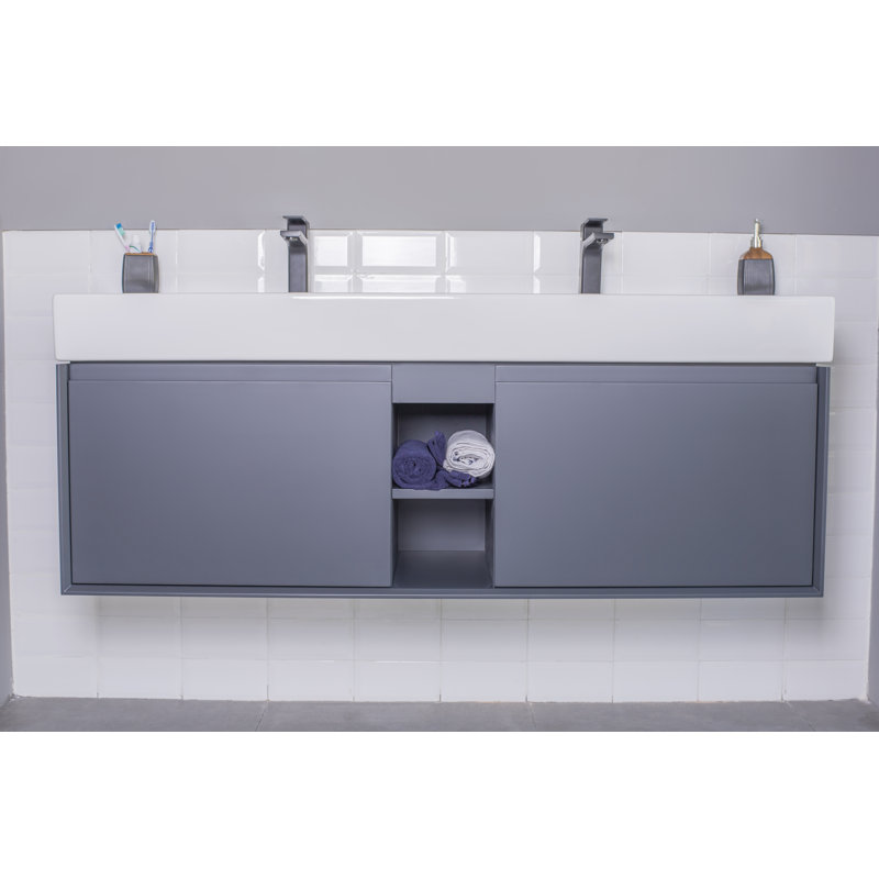 Meuble-lavabo blanc Isla, Gris foncé