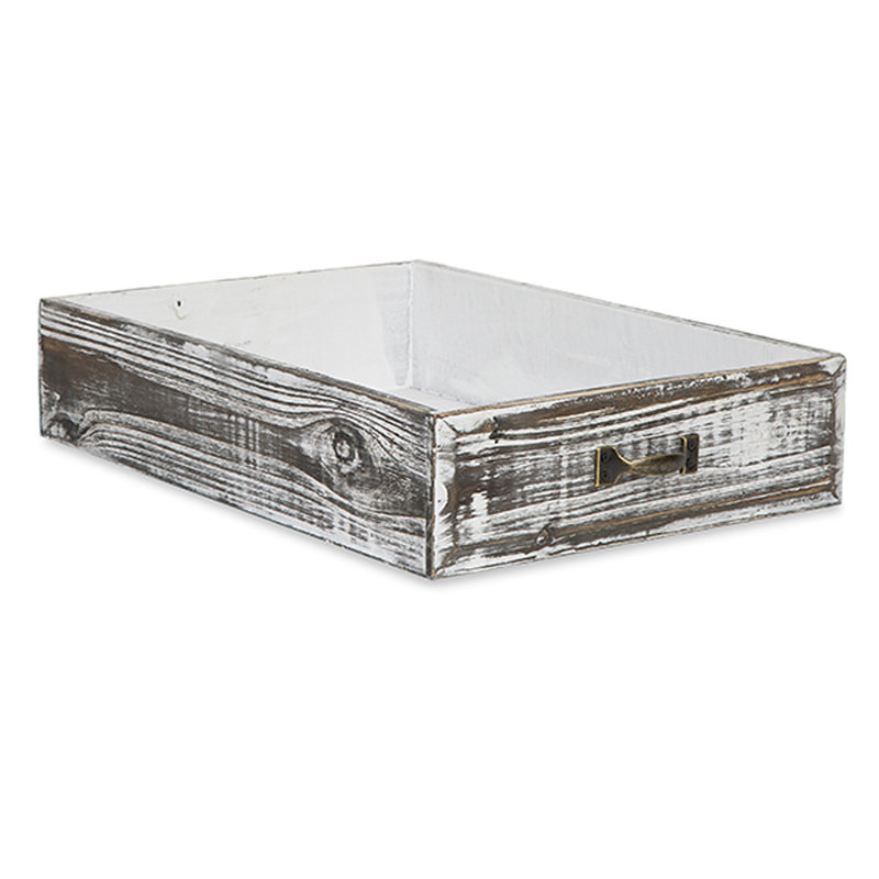 Boîte en bois massif, H 16 po x l 11 po x P 4 po, gris