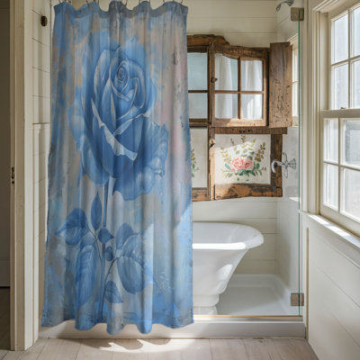 Rideau de douche standard 1 pièce Pastel Blue Rose