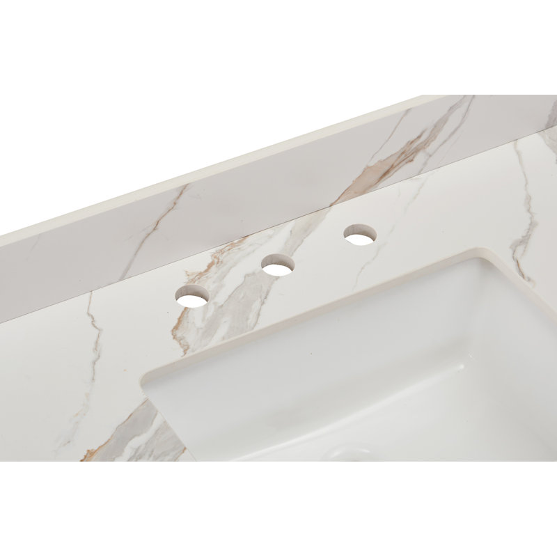 Eivissa 73'' Calacatta White Composite Double Vanity Top with Sinks